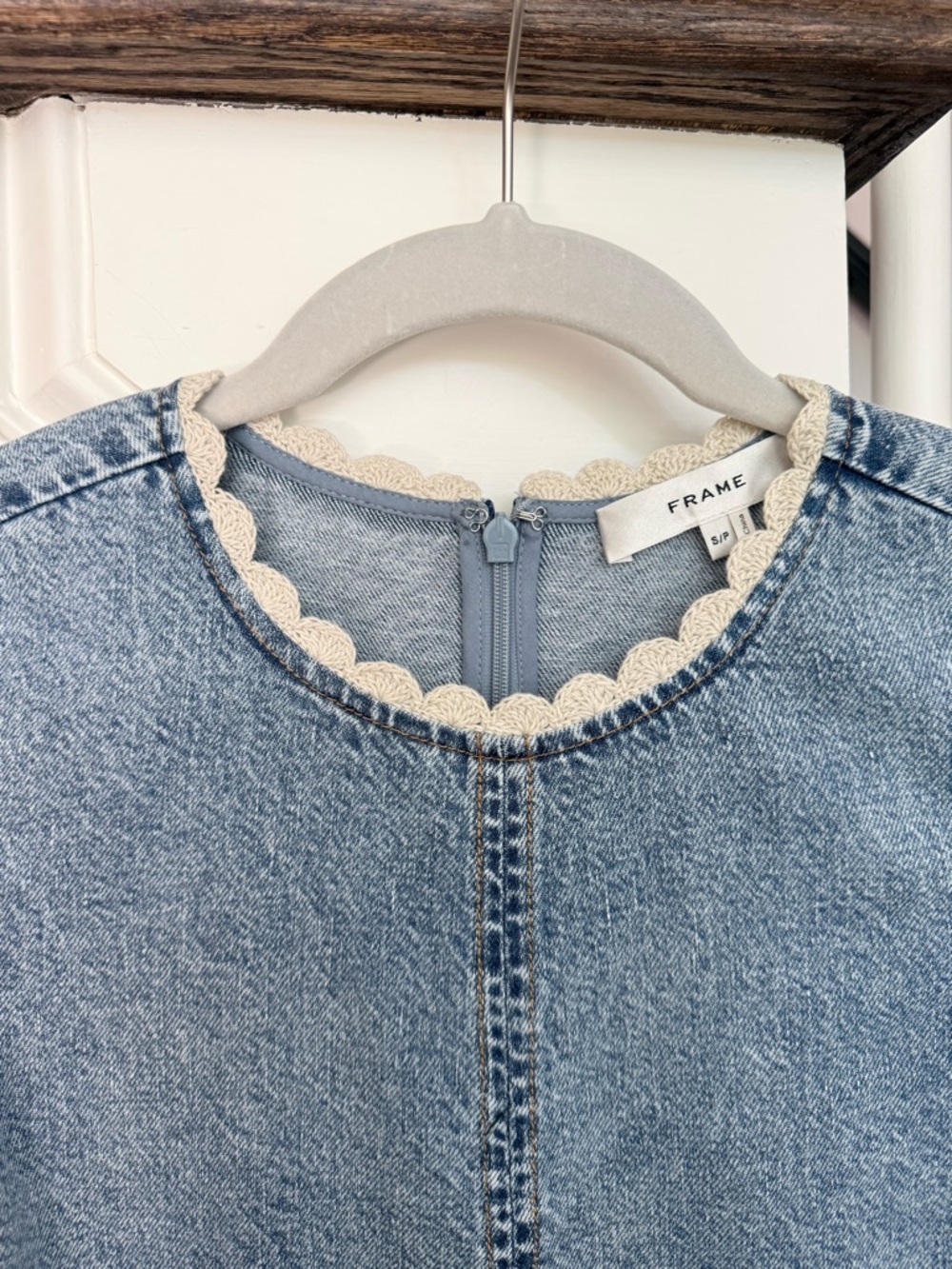 NWT FRAME The Crochet Tide Denim Western Dress - size small - Picture 12 of 16